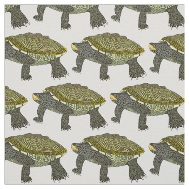 Terrapin (vit) - Bomullstwilltyg Tyg (Provkarta)