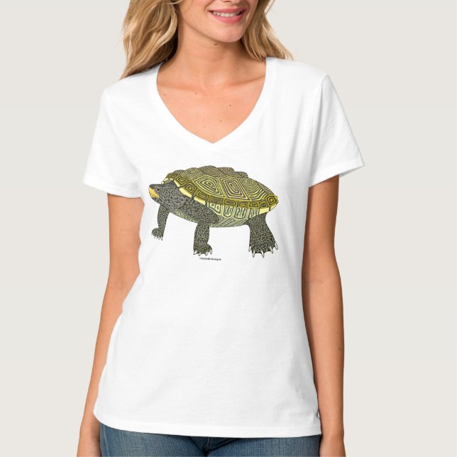 Terrapin (vit) - Damernas V-ringad T-Shirt (Framsida)