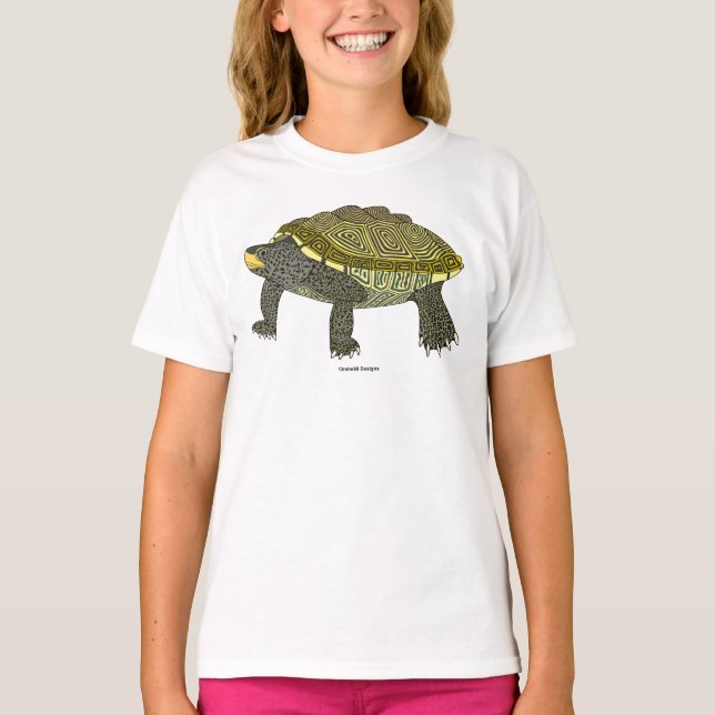 Terrapin (vit) - Flickans Basic T-Shirt (Framsida)