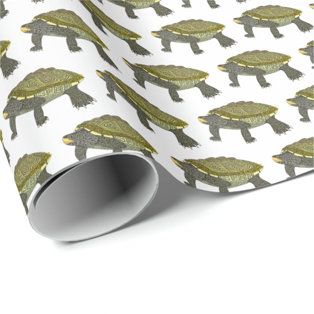 Terrapin (vit) - Inpackningspapper Presentpapper (Rullad Hörn)