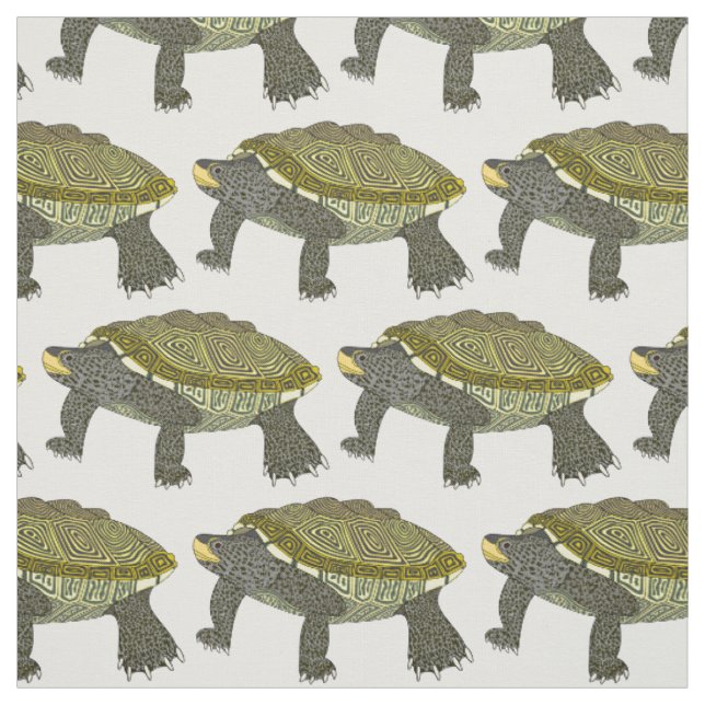 Terrapin (vit) - Kammad bomullstyg Tyg (Provkarta)
