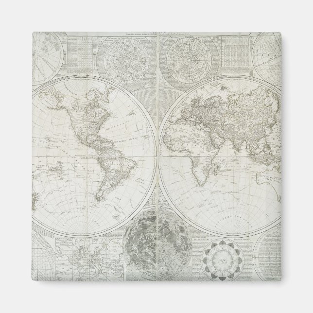 Terraquous Globe av Samuel Dunn | 1787 Magnet (Framsidan)