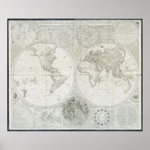 Terraquous Globe av Samuel Dunn 1787 Poster