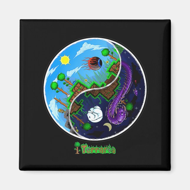 Terraria Night And Day T Shirt  Magnet (Framsidan)