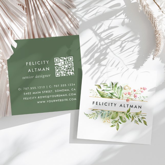 Terrarium | Botaniskt QR-nummer Fyrkantigt Visitkort (Skapare uppladdad)