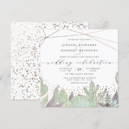 TerrariumSucculents Geometric Bröllop Square Inbjudningar