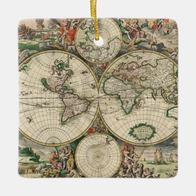 Terrarum Orbis Tabula Julgransprydnad Keramik (Framsida)
