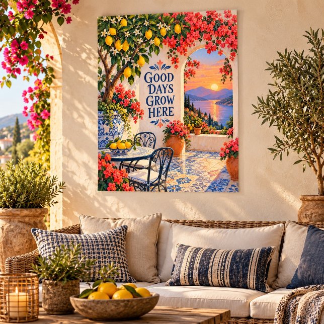 Terrass för goda dagar konsttryck poster (Unframed paper art print. All texture effects are printed. Room styling props are not included.)