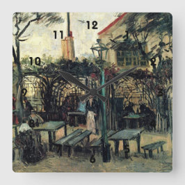 Terrass på en café på Montmartre La Guinguette Fyrkantig Klocka