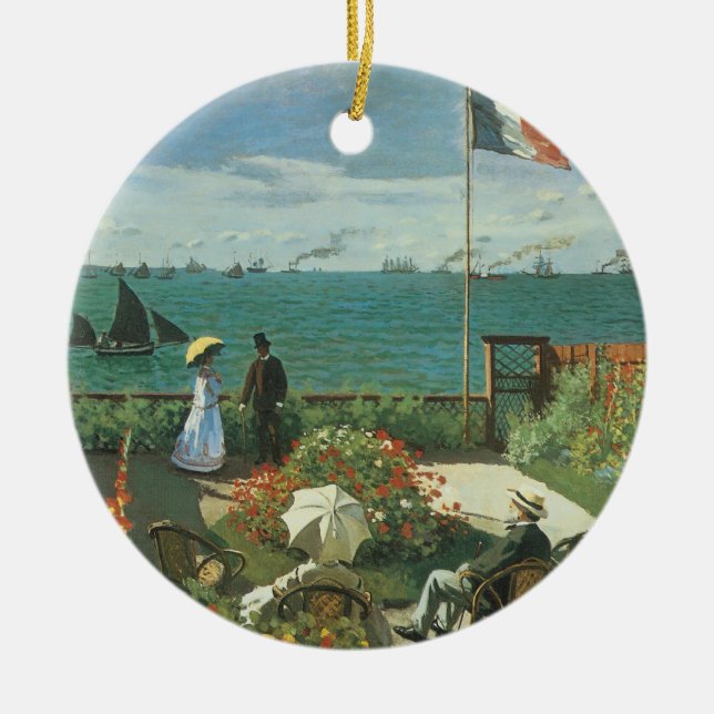 Terrass vid havet av Claude Monet Julgransprydnad Keramik (Framsidan)