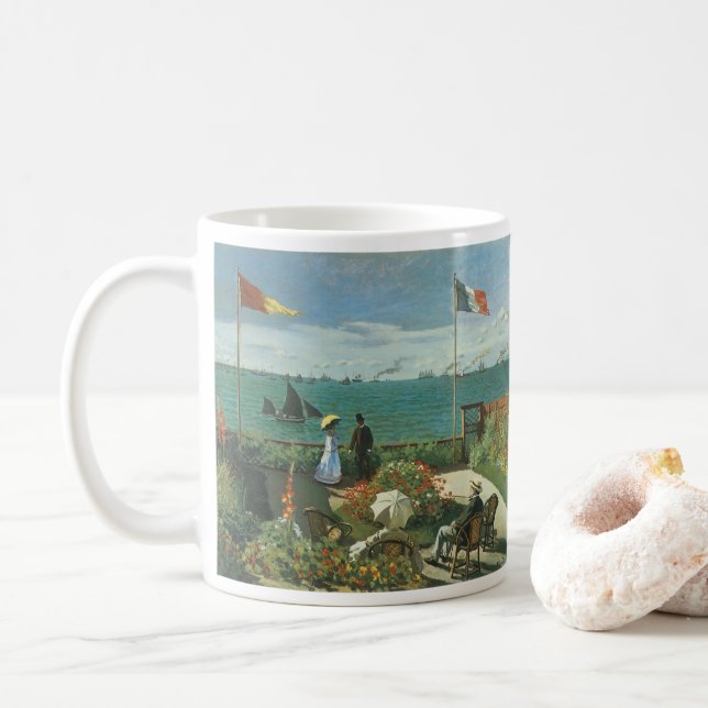 Terrass vid havet av Claude Monet Kaffemugg (Med munk)