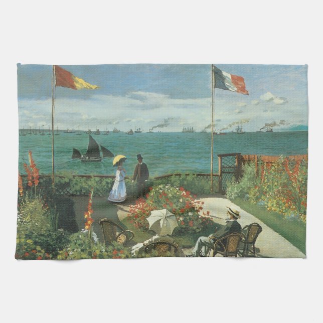 Terrass vid havet av Claude Monet Kökshandduk (Horisontell)