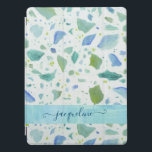Terrazzo Beach Sea Glass Blue Aqua Grönt Mönster  iPad Pro Skydd<br><div class="desc">"Terrazzo Beach Sea Glass Blue Aqua Grönt Mönster iPad Pro Cover."  Den ursprungliga teckningen har målats i akryl-vattenfärg på arbetsytan och skrivs ut på din iPad-väska tillsammans med ditt anpassade namn eller meddelande!  Konst av internationellt licensierad konstnär och formgivare,  Audrey Jeanne Roberts,  upphovsrätt.</div>