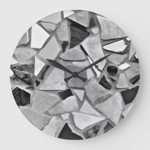 Terrazzo Black and White Grått Modern Mosaic Art Stor Klocka