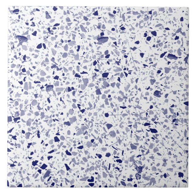 Terrazzo Blue White Minimal Modern Stone Kakelplatta (Framsidan)
