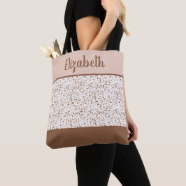 Terrazzo Brun och Beige och Vit Abstrakt  Tygkasse