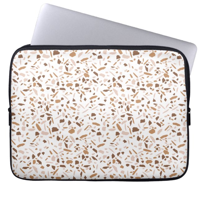 Terrazzo Brun och Beige och Vit  Laptop Fodral (Framsidan)