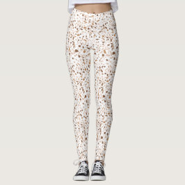 Terrazzo Brun och Beige och Vit Leggings