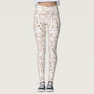 Terrazzo Brun och Beige och Vit Leggings