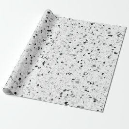 Terrazzo Elegant Black and White Grått Retro Presentpapper