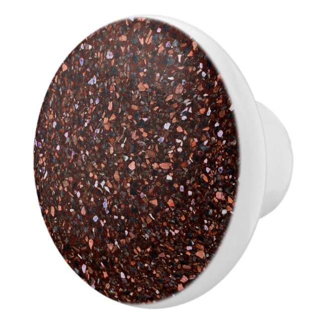 Terrazzo Elegant Brown Black Tan Brown Retro Knopp (Höger)