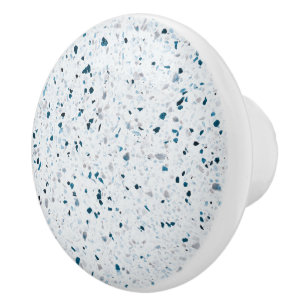 Terrazzo Elegant Teal Blue Grönt White Grått Ret Knopp