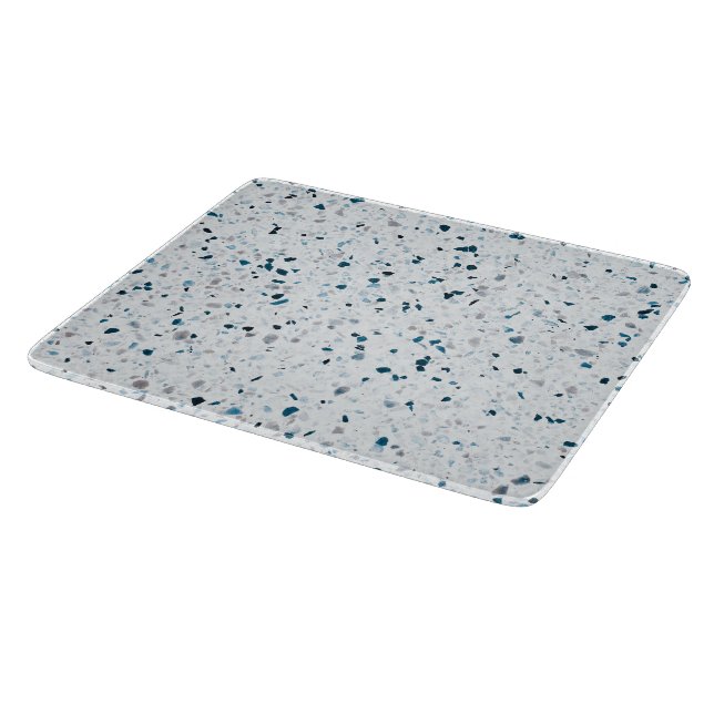 Terrazzo Elegant Teal Blue Grönt White Grått Retro (Hörn)