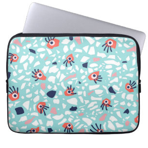 Terrazzo Funny Geometric Mönster med Ögon Laptop Fodral