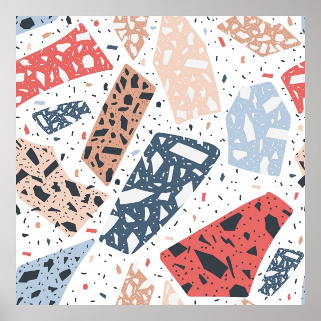 Terrazzo golv marscherar sömlös hand plockade möns poster (Framsidan)