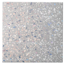 Terrazzo Grå Vit Pastell Minimal Modern Sten Kakelplatta