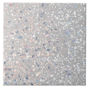 Terrazzo Grå Vit Pastell Minimal Modern Sten Kakelplatta