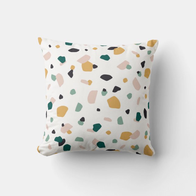 Terrazzo Grönt Orange Rosa Black Mönster Kudde (Framsida)