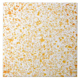 Terrazzo Gult Orange White Minimal Modern Stone Kakelplatta