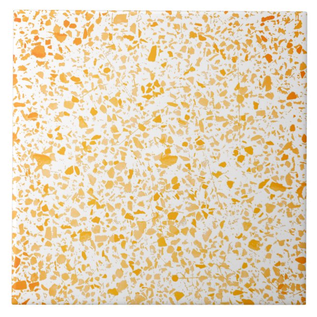Terrazzo Gult Orange White Minimal Modern Stone Kakelplatta (Framsidan)