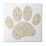 Terrazzo Hund Pawprint Mönster Art Kakelplatta<br><div class="desc">Bandutskriften Terrazzo stil mönster tecknad hund. Unik design. Dekorativa keramiska plattor för hem och företag som djuraffärer. Gift-idé för hundälskare.</div>