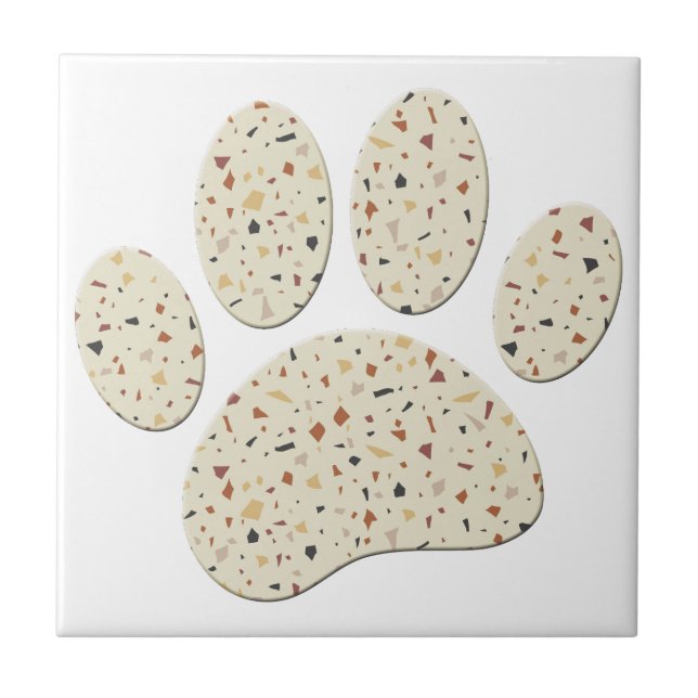 Terrazzo Hund Pawprint Mönster Art Kakelplatta (Framsidan)