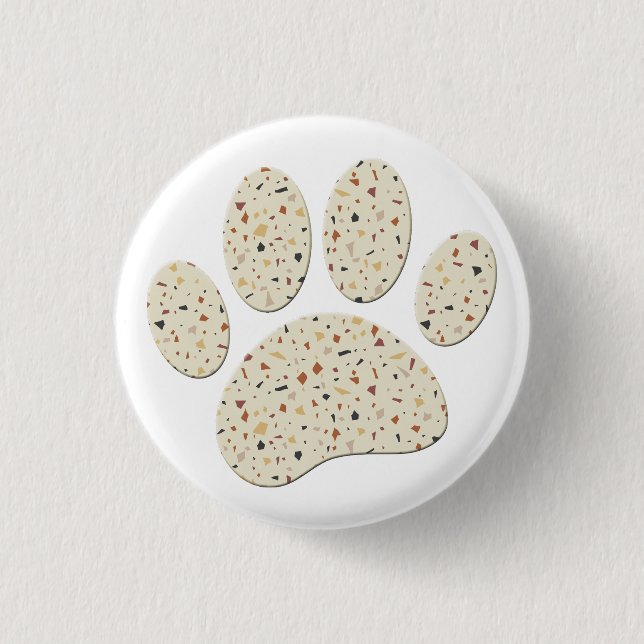 Terrazzo Hund Pawprint Mönster Art Knapp (Framsida)