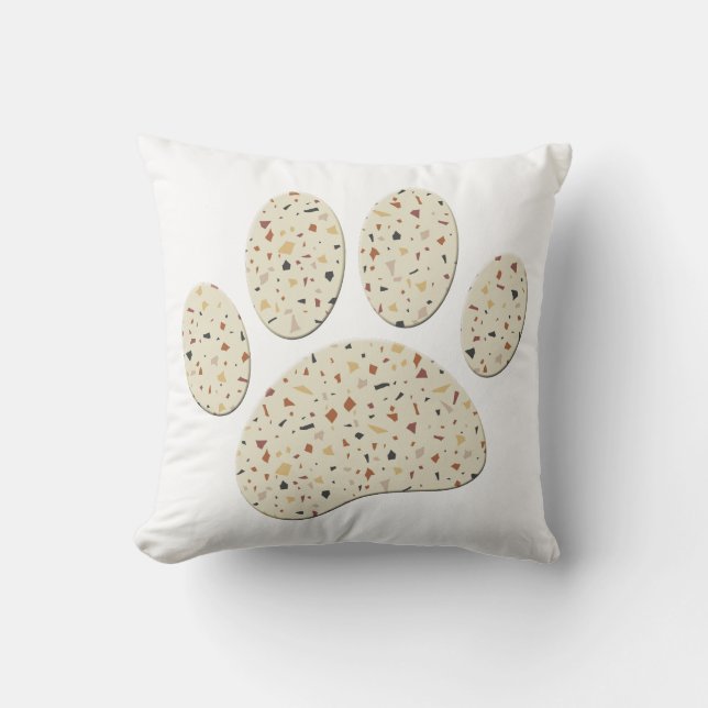 Terrazzo Hund Pawprint Mönster Art Kudde (Framsida)