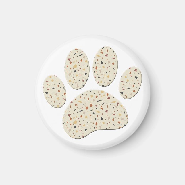Terrazzo Hund Pawprint Mönster Art Magnet (Framsidan)