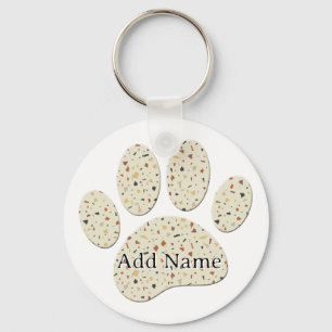 Terrazzo Hund Pawprint Mönster Art Nyckelring