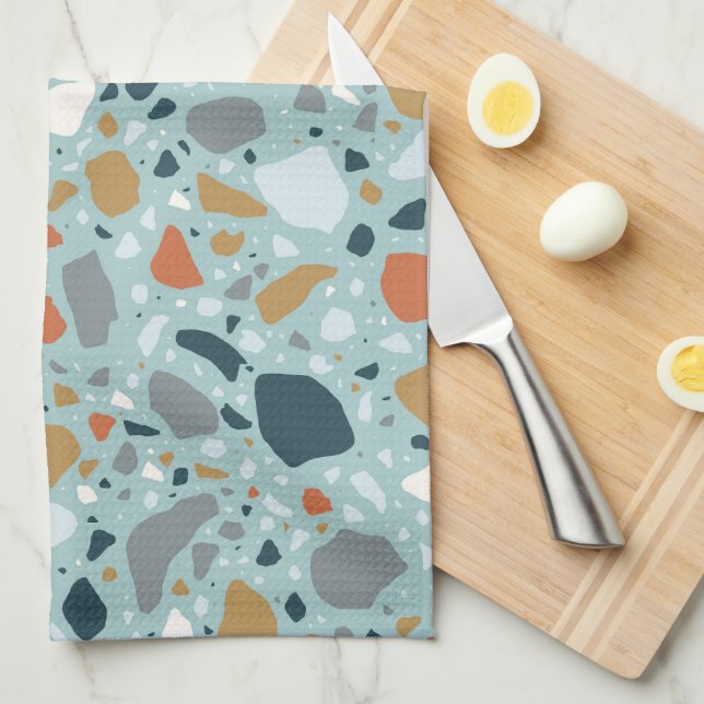 Terrazzo In Blue Kökshandduk (Vikt i Fjärdedel)