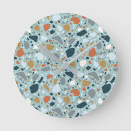 Terrazzo In Blue Rund Klocka
