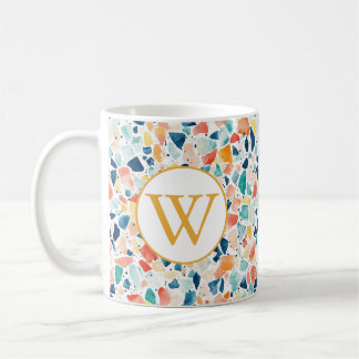 Terrazzo kaffemugg - Färgglatt initial-bokstavsdes