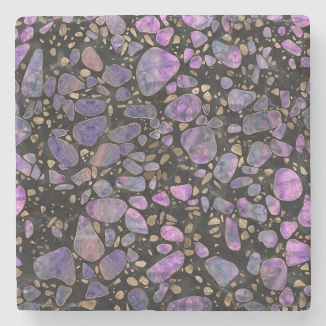 Terrazzo - Labradorite och guld på marmor #2 Stenunderlägg (Framsidan)