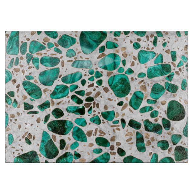 Terrazzo - Malachite och guld på marmor #1 (Framsidan)