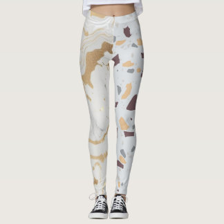 Terrazzo Marble Lila Guld Cute Leggins Leggings