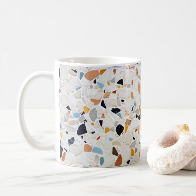 Terrazzo Marmor Pastell Mönster Keramisk Kaffemugg (Med munk)