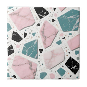 Terrazzo Marmor Pastell Rosa Teal Modern Kakelplatta