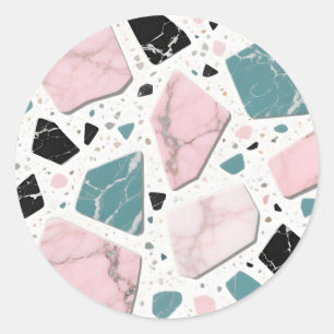 Terrazzo Marmor Pastell Rosa Teal Modern Runt Klistermärke