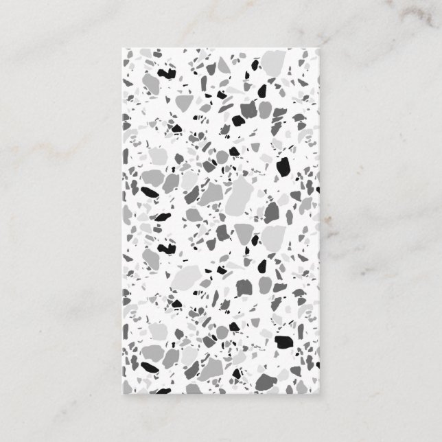 Terrazzo mönster affärskort svartvit visitkort (Framsida)